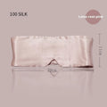 A mulberry silk sleep mask in Champagne Gold colour, shown folded and flat.