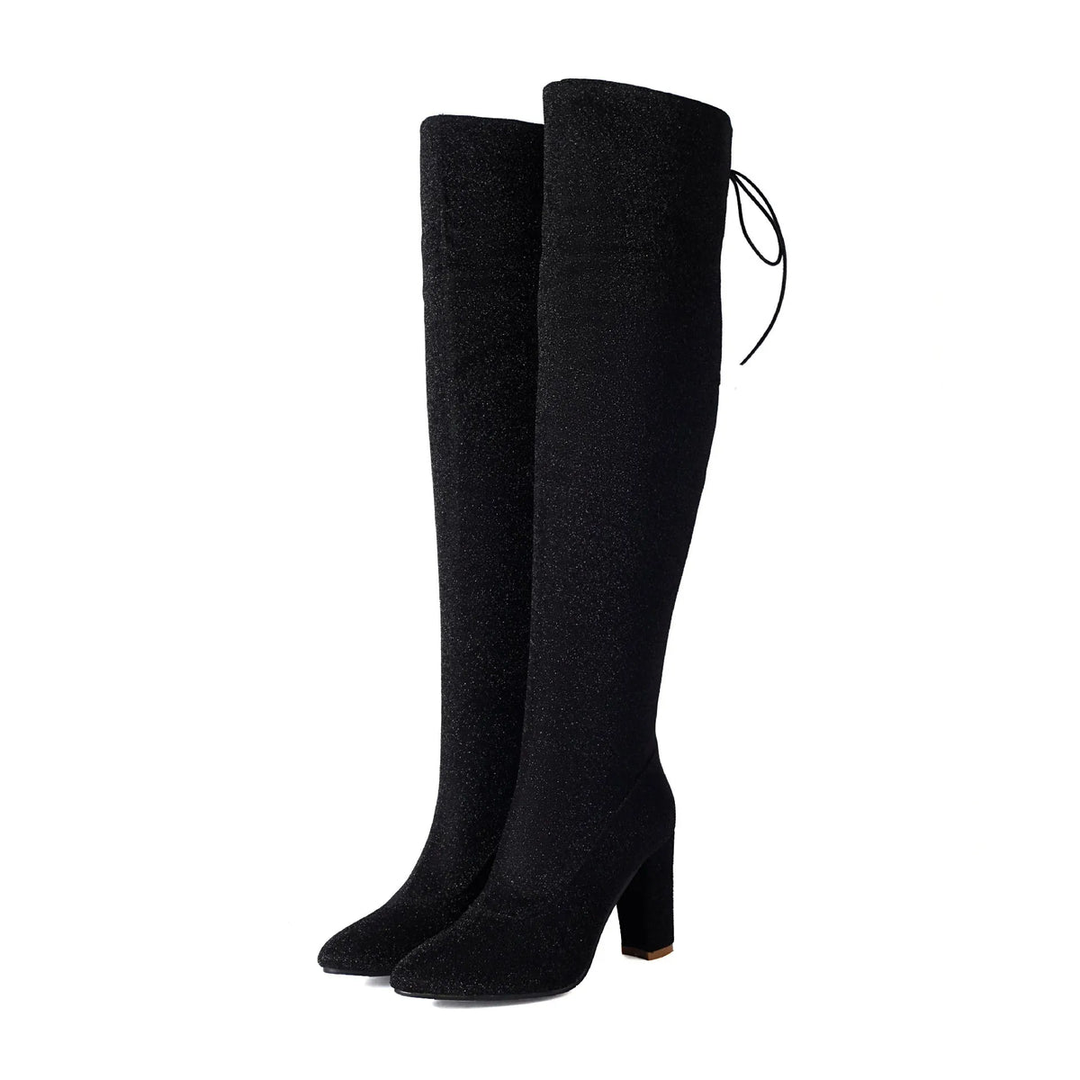 Over-the-knee suede leather boots with high heel 6-8cm and side zipper, available in black, red, silver for women
