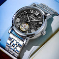 Men's automatic waterproof watch with stainless steel bracelet in business styling