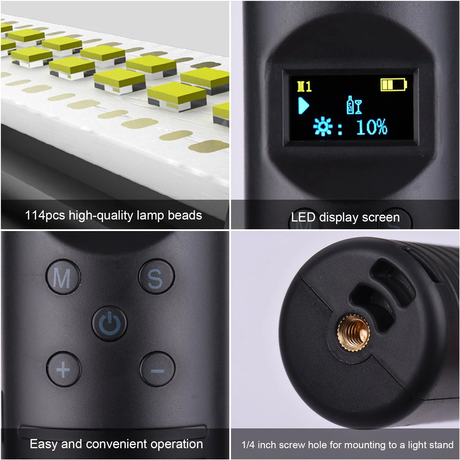 Handheld dual colour temperature LED photography light stick with adjustable brightness and RGB effects