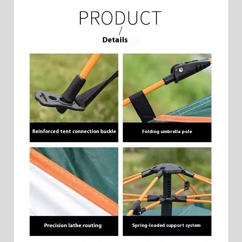 Automatic camping tent, 190T silver tape flysheet, 210D Oxford bottom, dark green or blue, 2-3 or 3-4 person
