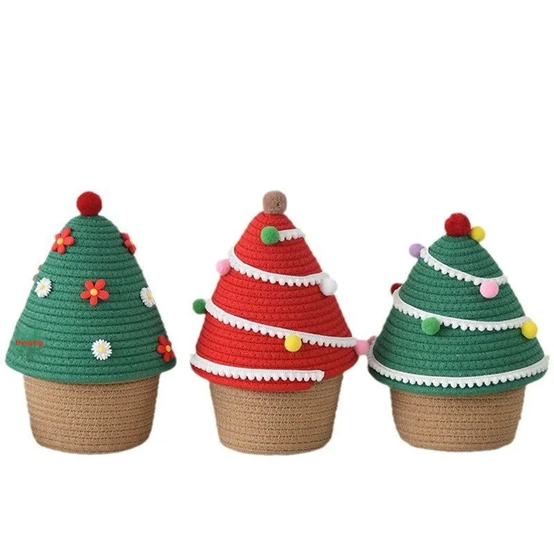 Cotton thread Christmas decoration storage basket with modern simplicity design, available in multiple colours including green and red variants
