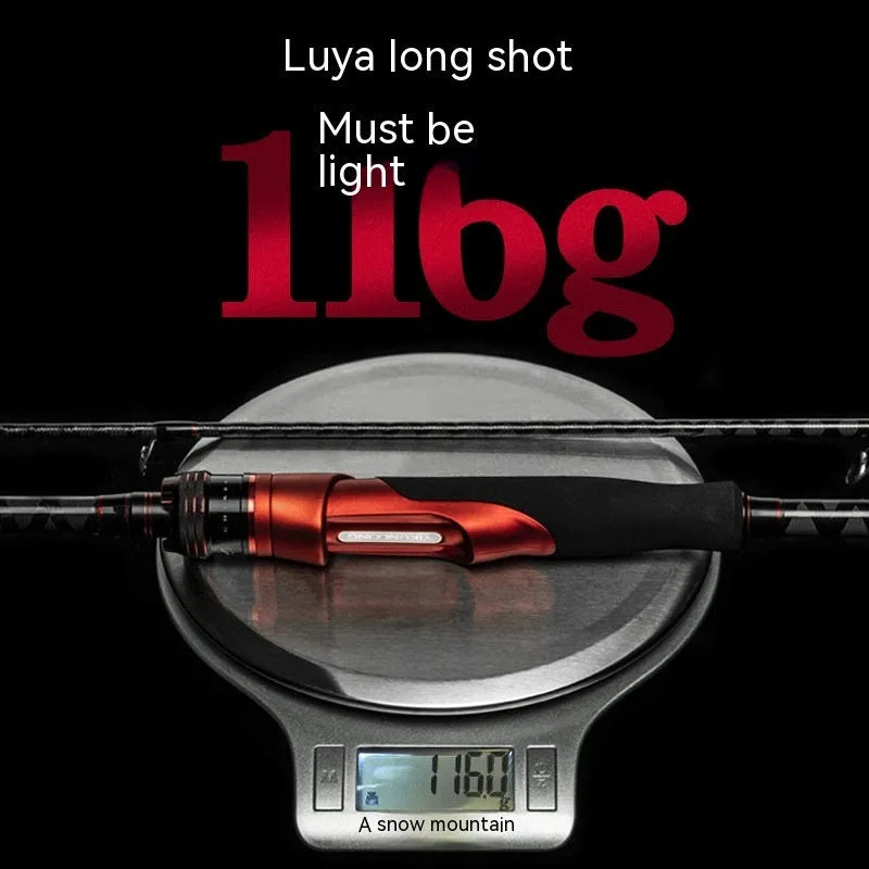 Carbon fishing rod showing straight handle and pikestaff style options for ultralight lure fishing.