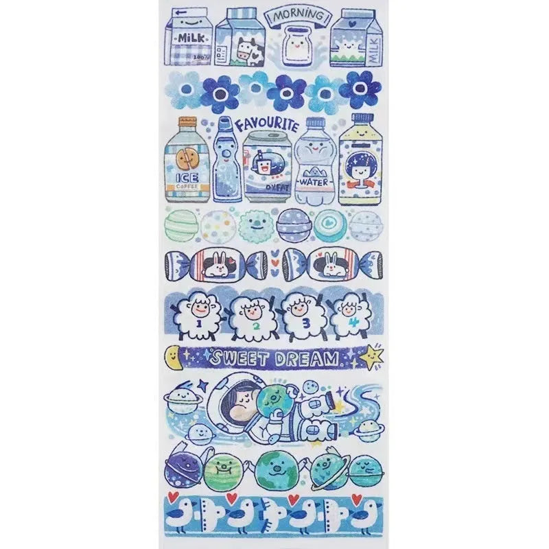 Cute cartoon character sticker on Japanese paper for haemorrhoid tape packaging.