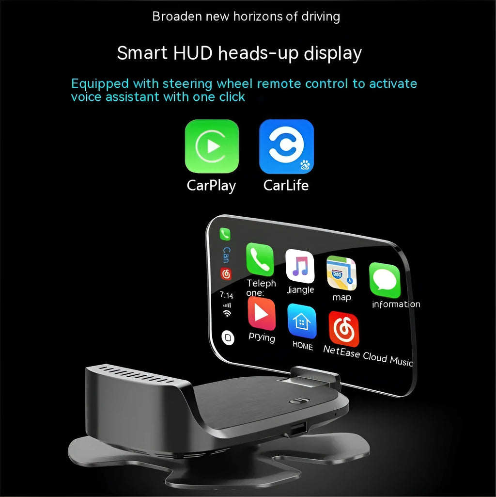 Black HUD head-up display unit for car with OBD connection cable