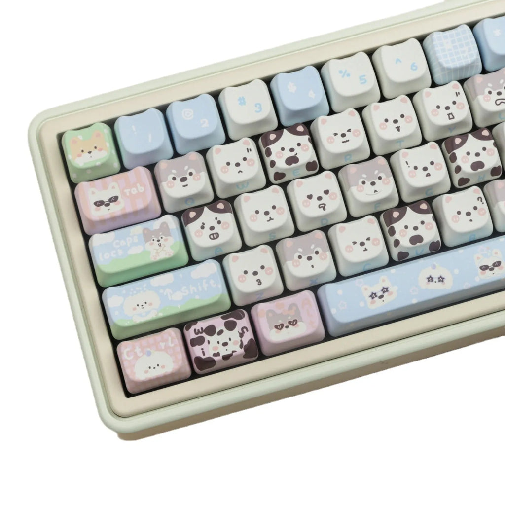PBT sublimation key cap full set with puppy pattern design for mechanical keyboards