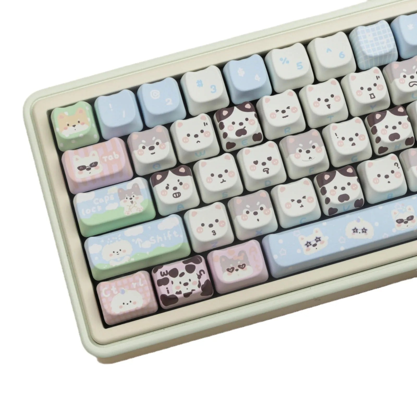 PBT sublimation key cap full set with puppy pattern design for mechanical keyboards