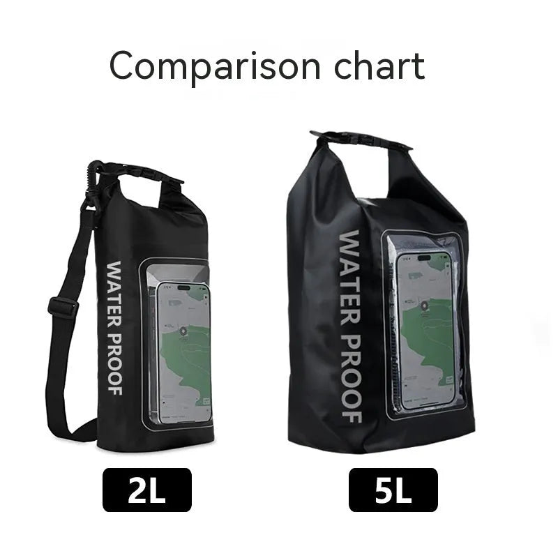 2L PVC waterproof dry bag for mobile phone protection during swimming and beach activities
