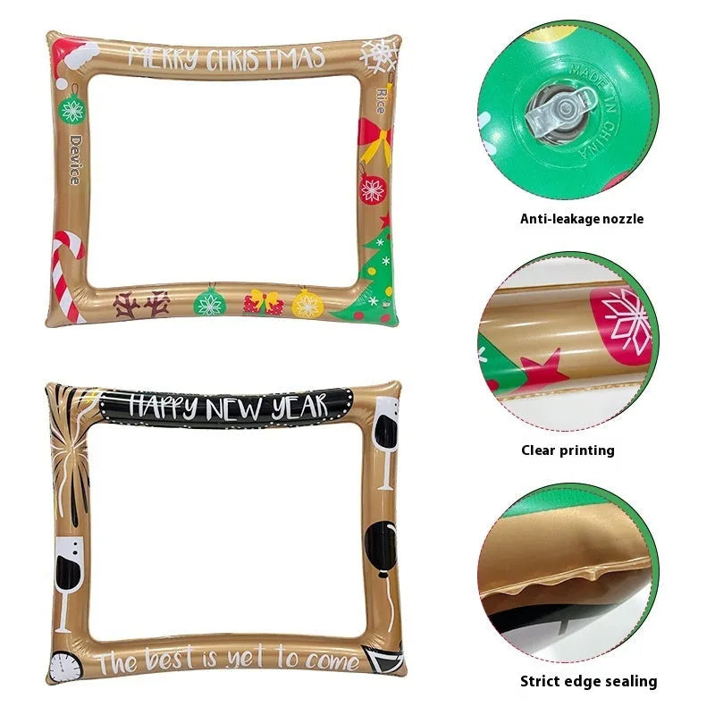 Christmas-themed inflatable PVC photo frame prop for festive photography