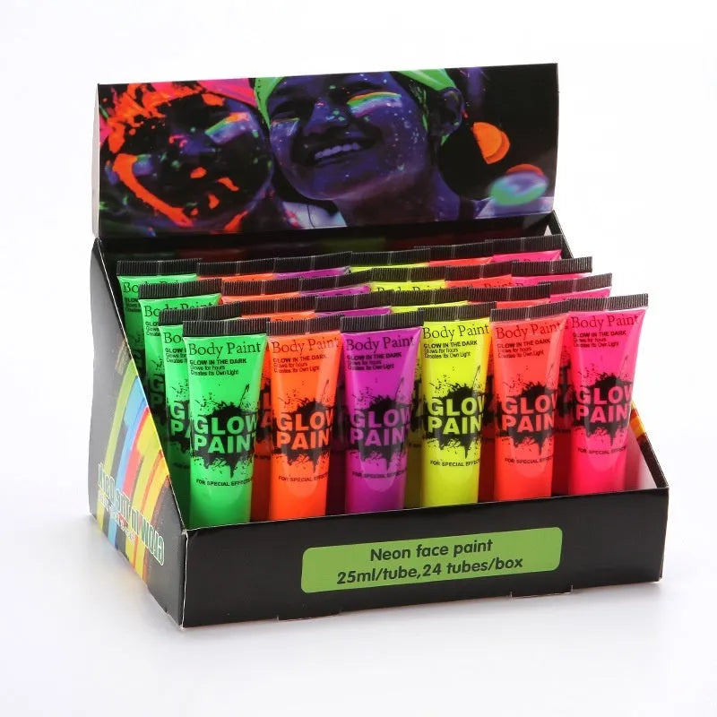 25ml tube of neon face and body paint in safe non-toxic formula