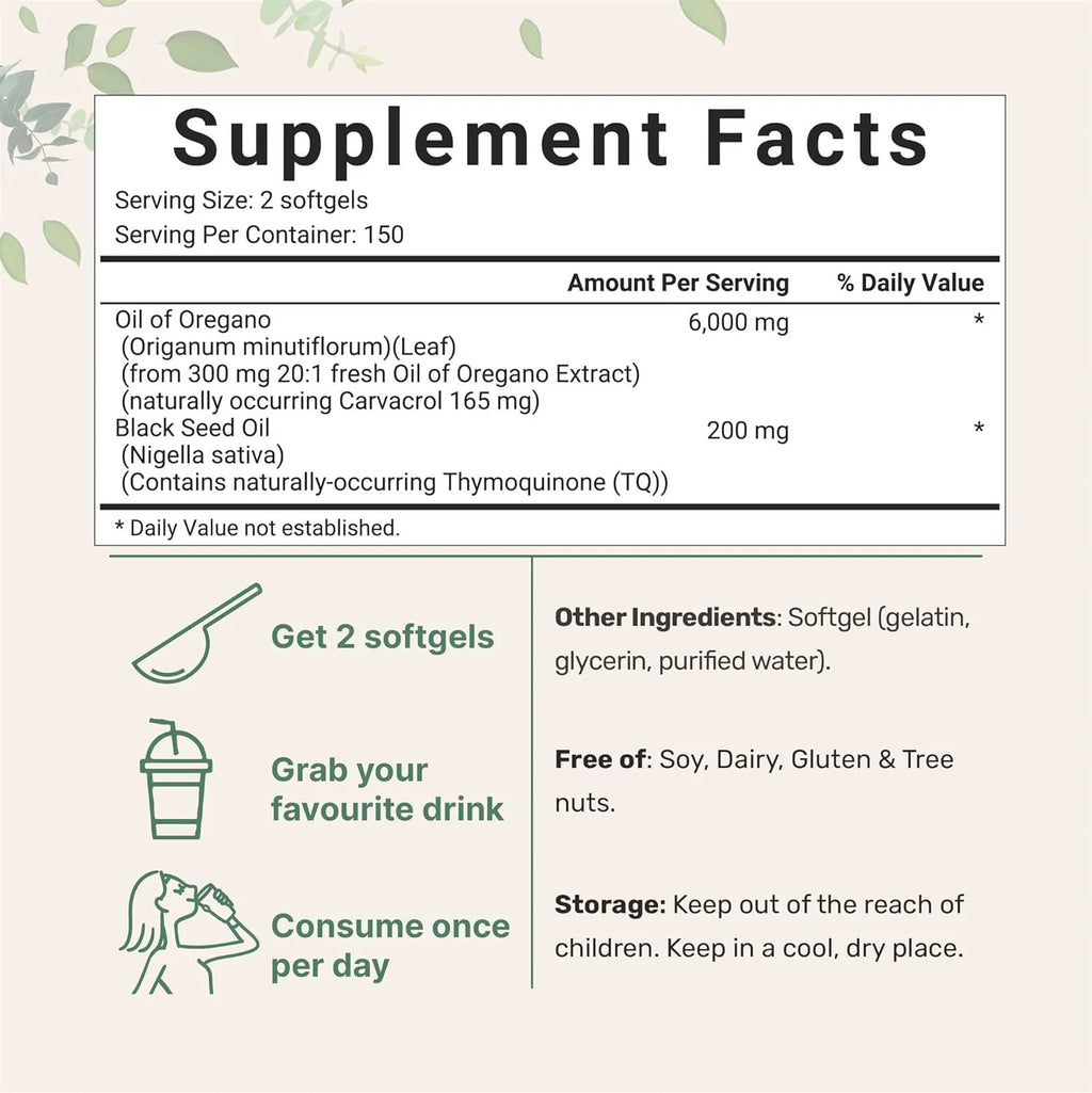 Butter Black Seed Oil Soft Capsules bottle showing 180 or 300 count options.
