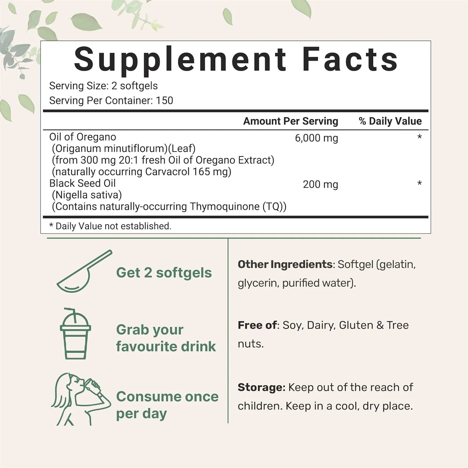 Butter Black Seed Oil Soft Capsules bottle showing 180 or 300 count options.
