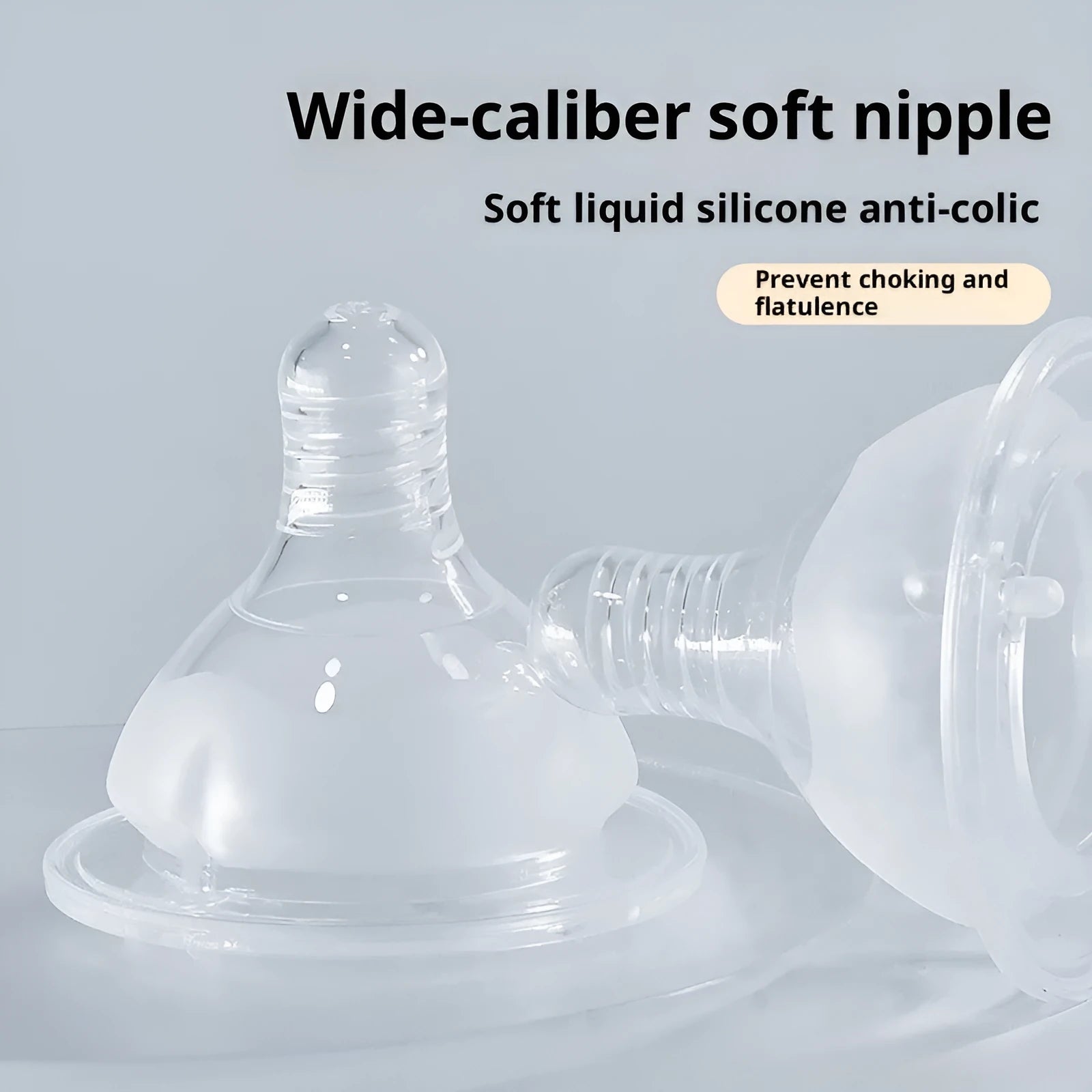 Transparent liquid silicone baby bottle nipple with cross hole for newborns 0-3 months
