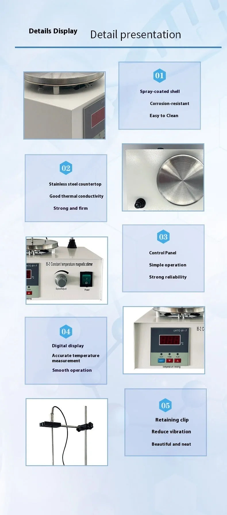 XLD-85-2 digital display constant temperature heating magnetic stirrer laboratory analyzer front view