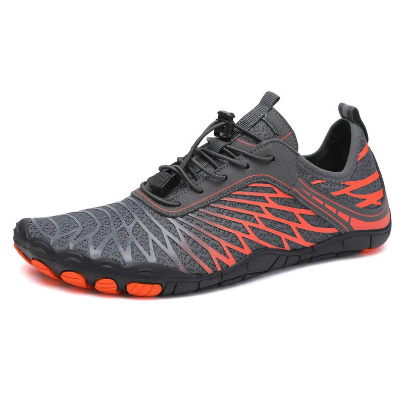 White and pink lace-up casual trainers with a non-slip rubber sole on a plain background.