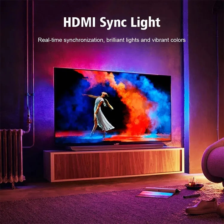 TV sync ambience light strip with 30 LED beads for television backlighting and colour synchronisation
