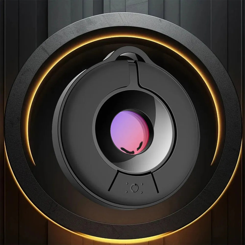 Compact black camera detector with infrared sensor for finding hidden surveillance devices.