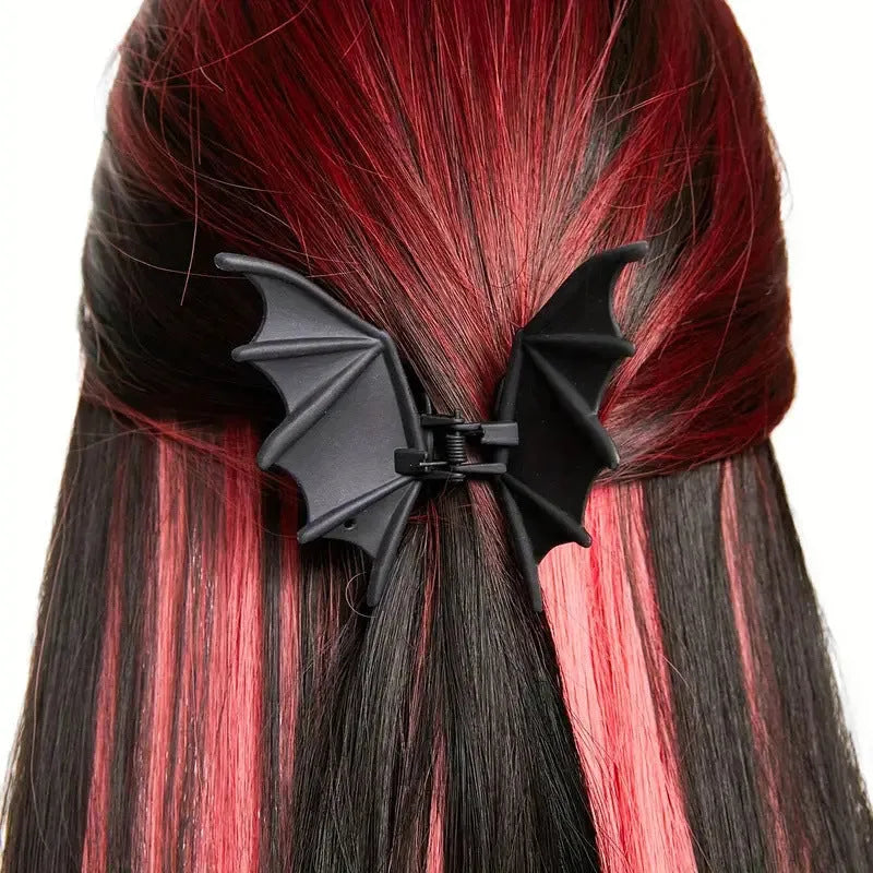 Matte black alloy bat barrette hair clip for women with spray paint finish