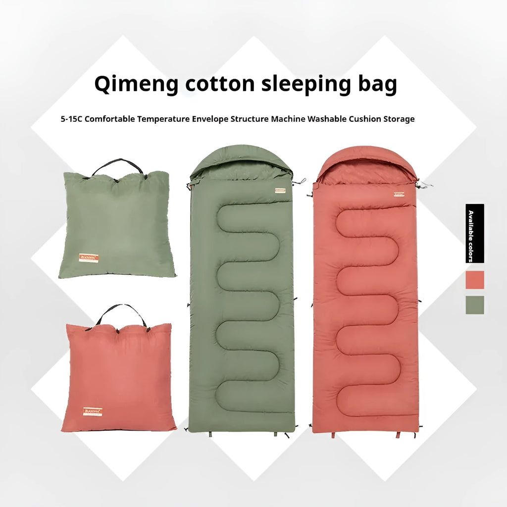 Outdoor cold-proof ultra-light cotton sleeping bag quilt shown in ochre colour
