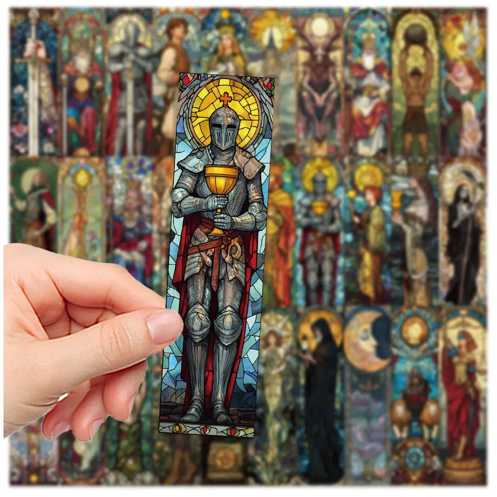 Set of 30 painted glass tarot bookmarks in cute homemade style with QH389 colour design