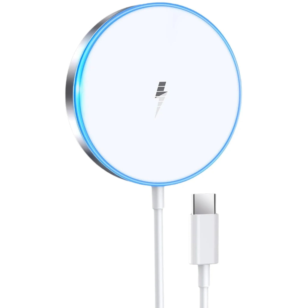 Single white magnetic wireless charger for mobile phone, universal style charging pad
