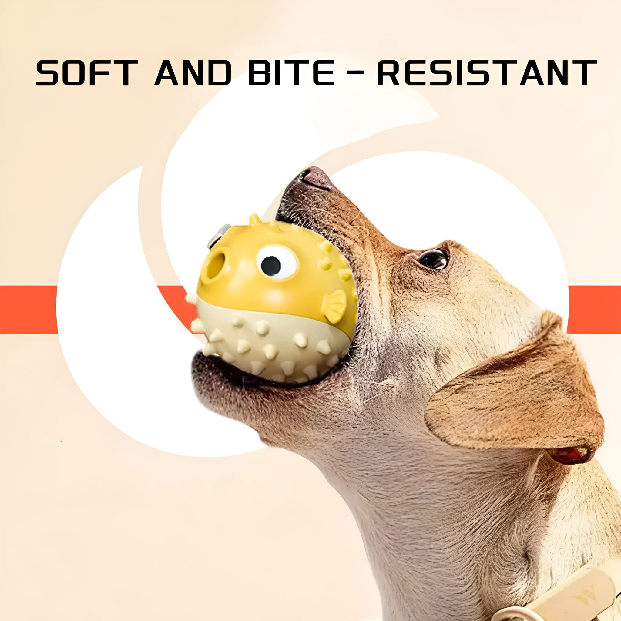 Yellow fish-shaped durable vinyl dog chew toy with textured surface for aggressive chewers.