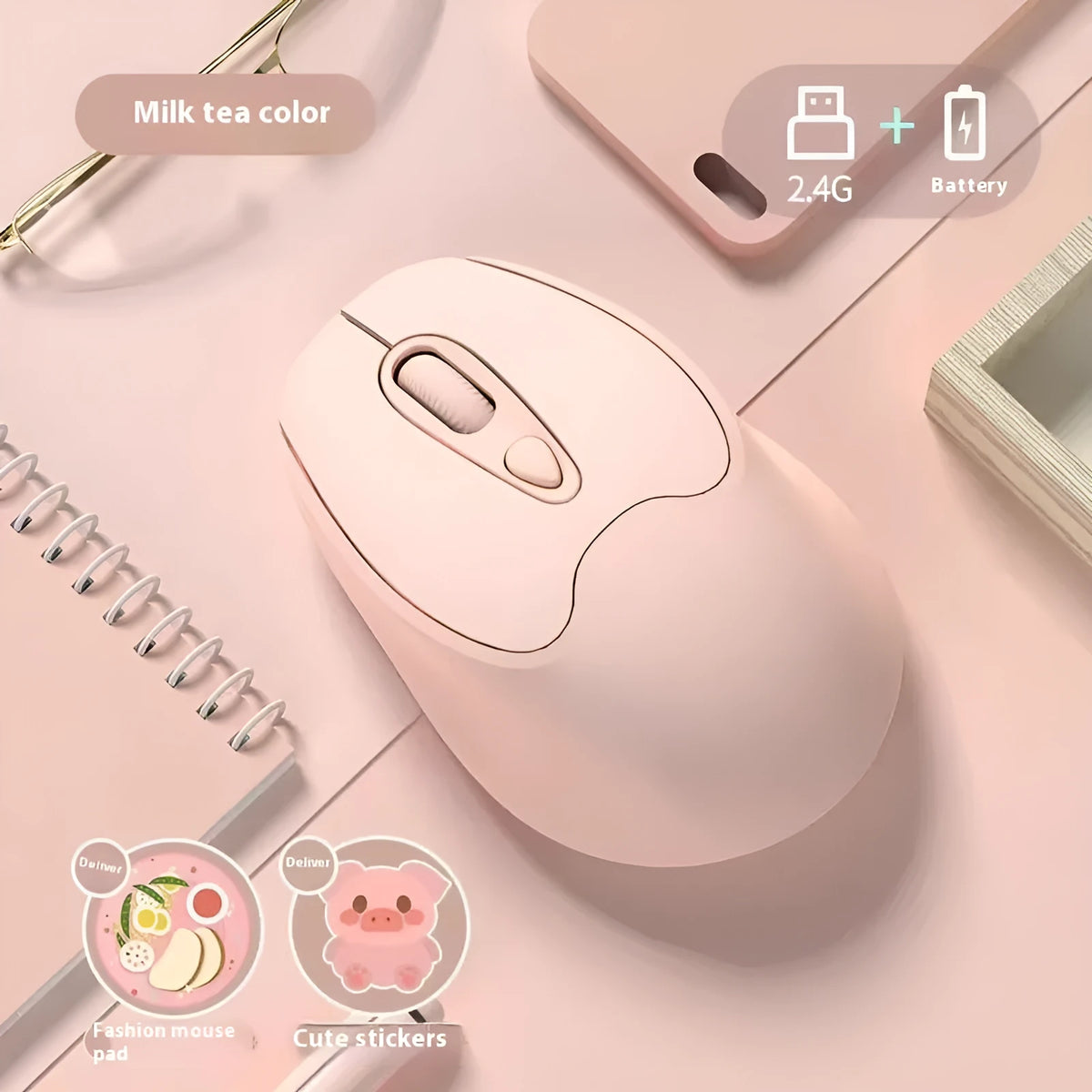 Bluetooth wireless mouse in green colour with dual-mode connectivity for phones and tablets