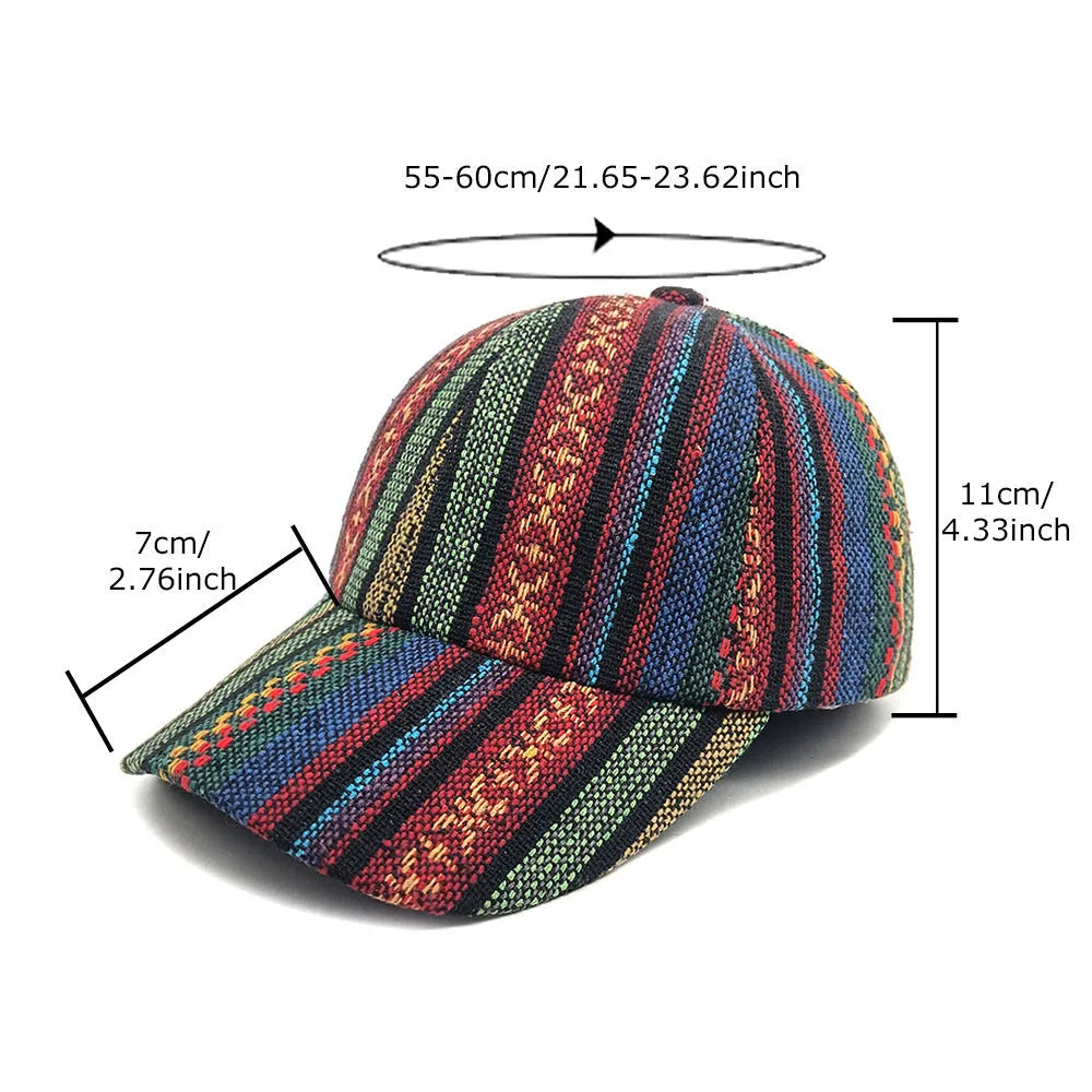 Women's bohemian-style baseball cap in polyester with a dome crown, shown in one of eight available colours.