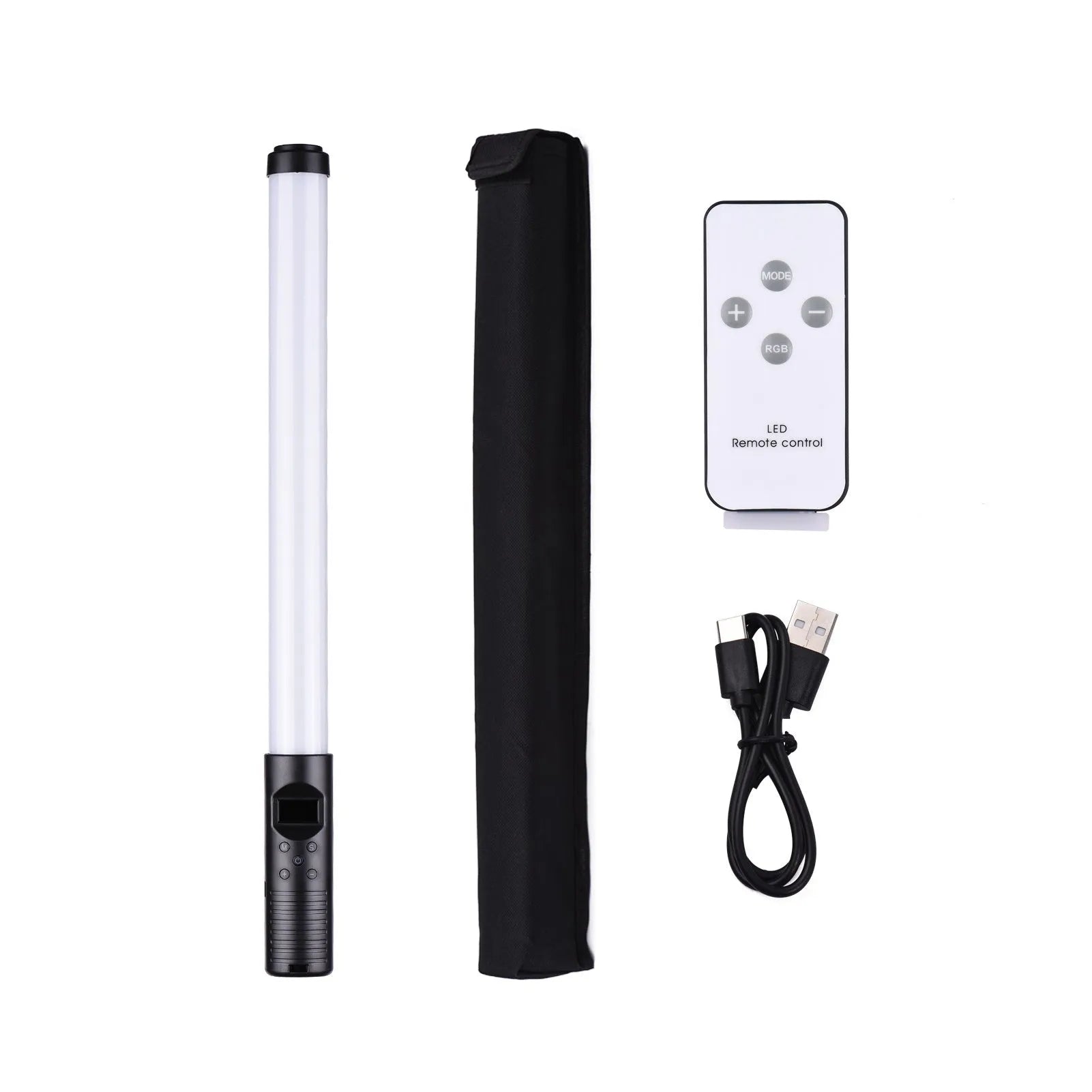 Handheld dual colour temperature LED photography light stick with adjustable brightness and RGB effects