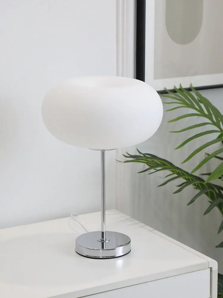 Glass lamp with 28cm single lampshade, button switch, and tricolor light for bedside decor
