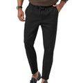 Men's casual drawstring suit pants in straight-leg cotton blend, high waist, available in multiple colours including black, white, khaki and army green, sizes S-XXXL
