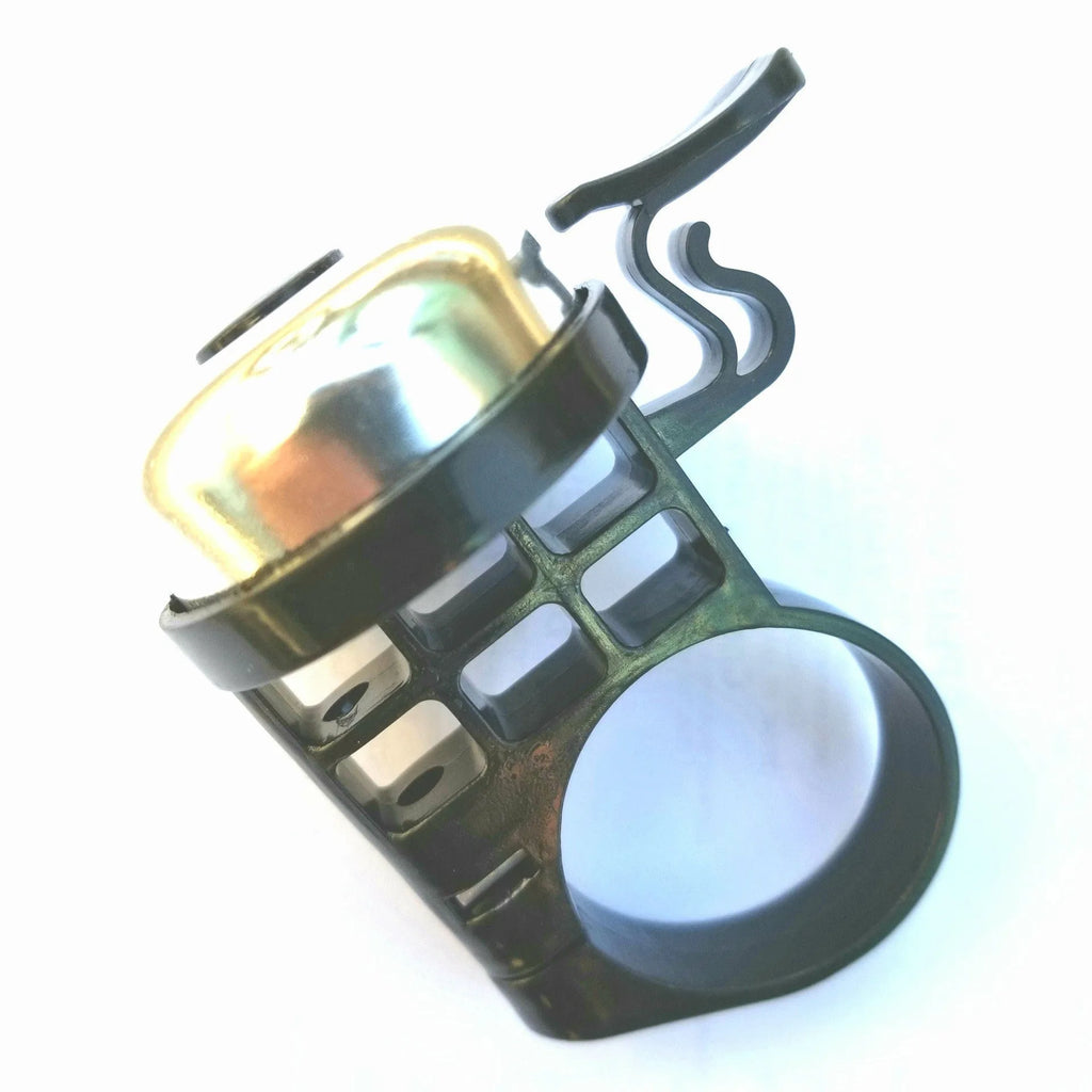 Metal mountain bike hand bell with 31.8mm clamp in silver finish