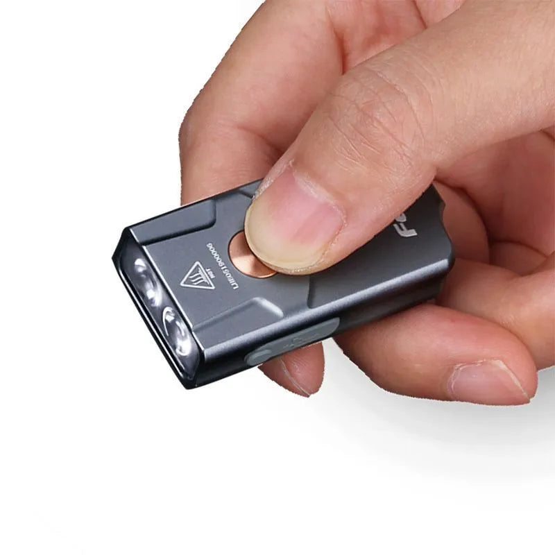 Mini keychain EDC flashlight aluminium alloy Type-C rechargeable LED with built-in 200mAh battery and charger