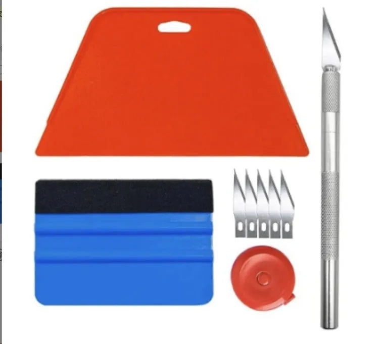 Plastic car film smoothing tool set for automotive window tint and vinyl wrap application.