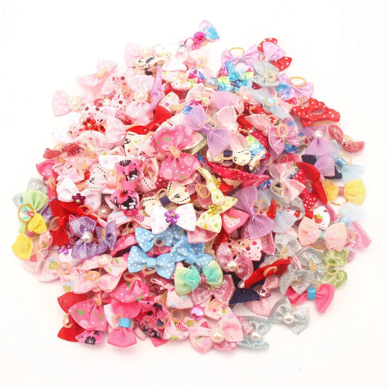 Pet Bow Ornament Accessories made of polyester, ten headbands for dogs and cats.
