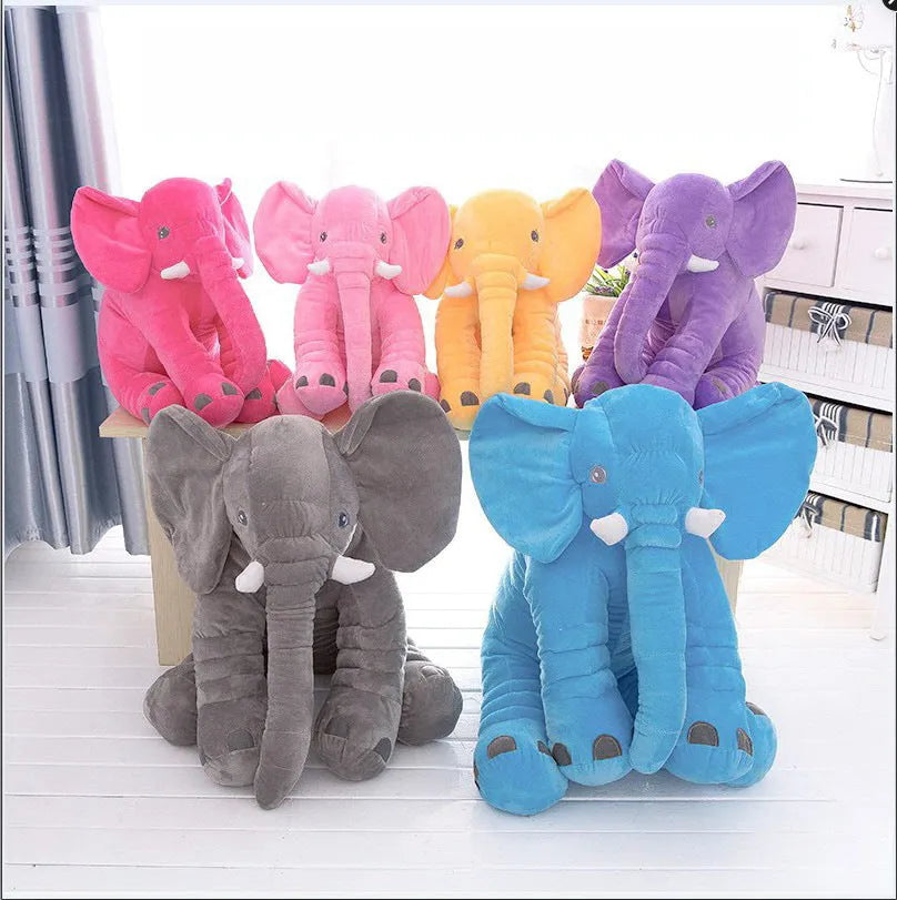 Elephant plush pillow case for babies in multiple colours with leather shell construction