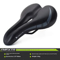 Breathable PU leather bicycle seat cushion with hollow design, dimensions 270mm by 180mm.