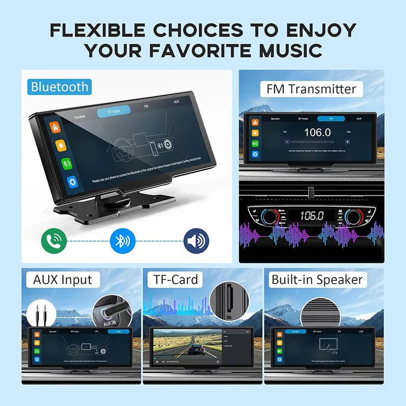 10.26-inch touch screen car navigation and dash cam with front and rear cameras