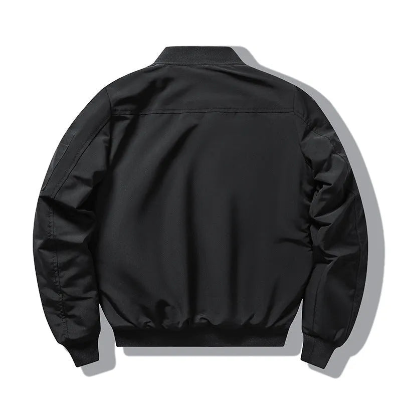 Men's slim-fit black retro stand collar cotton-padded coat with patch pockets
