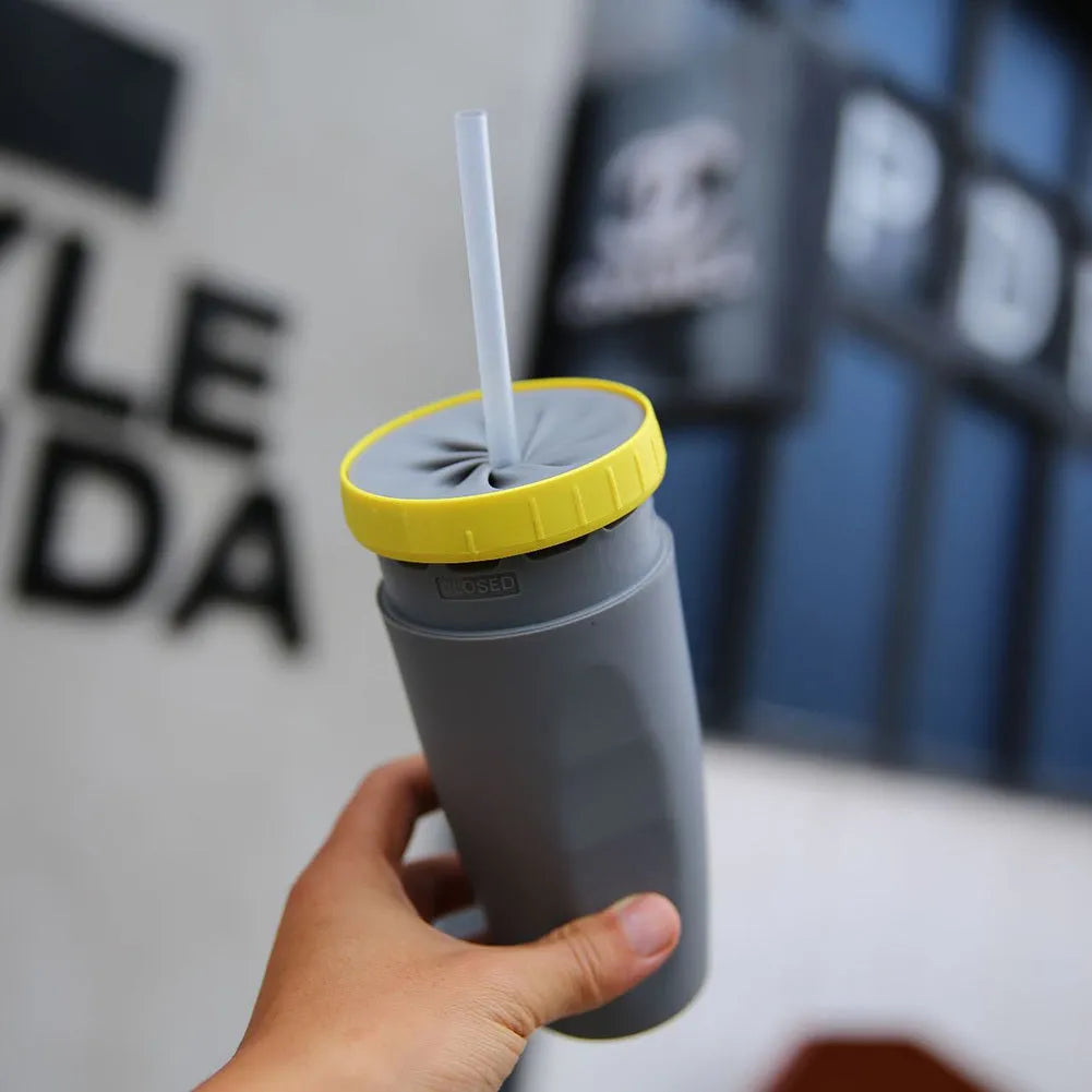 Twist cup travel tumbler with cartoon pattern and silicone seal membrane