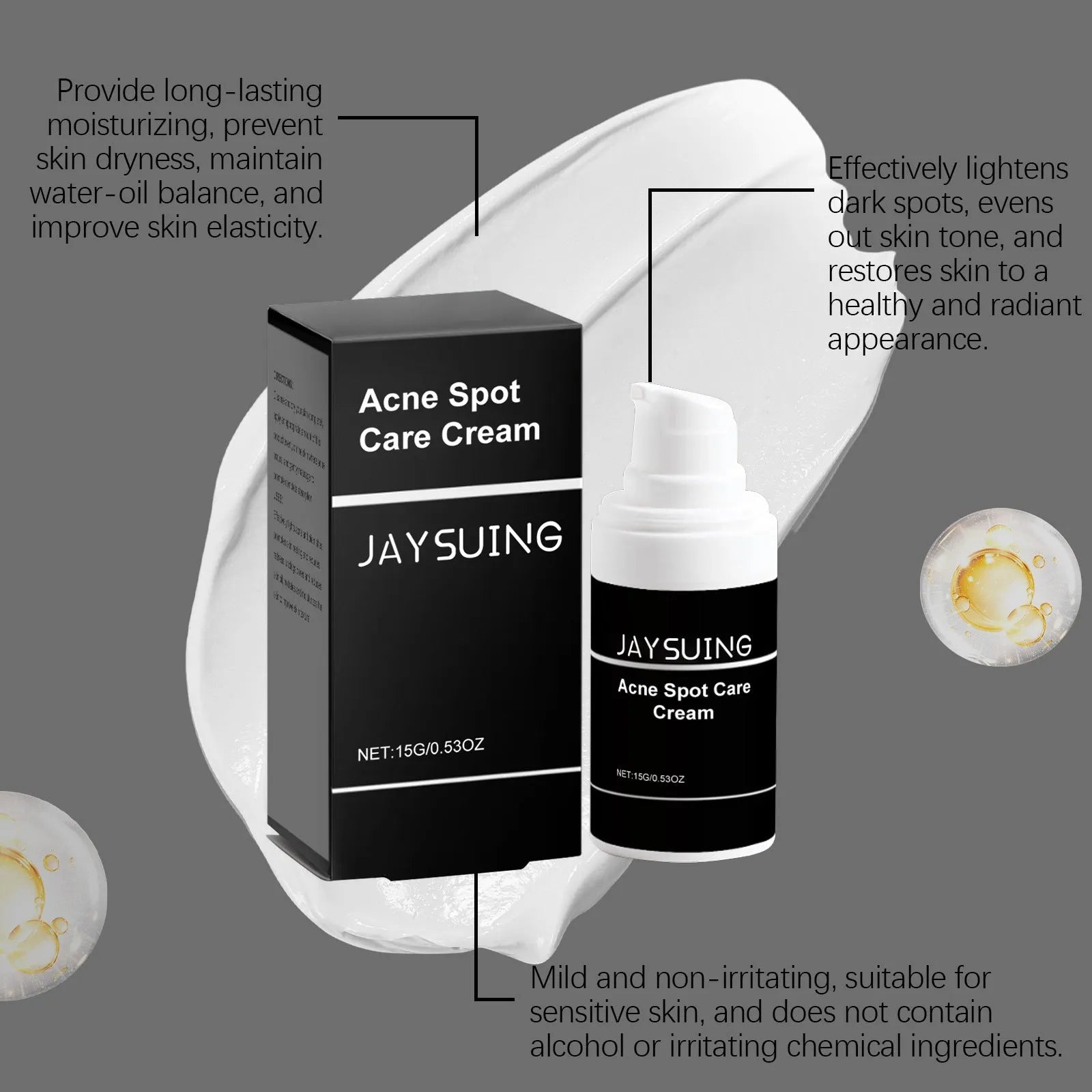 15g jar of hydrating acne face cream with mint leaf and tea tree oil
