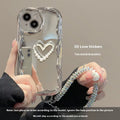 Silicone phone case for iPhone with three-dimensional pearl chain and electroplated bracelet in Silver Gray colour