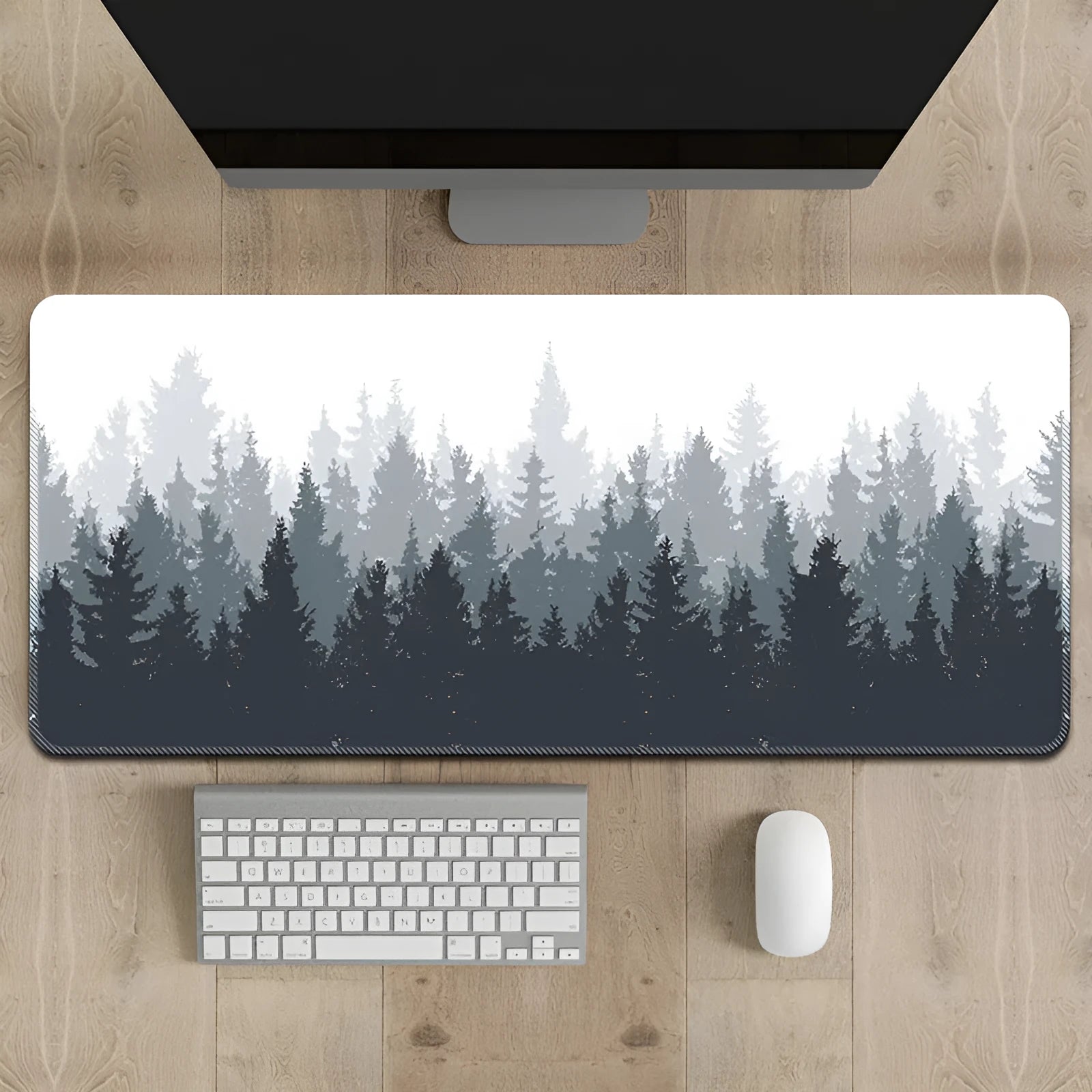 Chinese ink painting landscape design on a natural rubber non-slip mouse pad for office desk use.