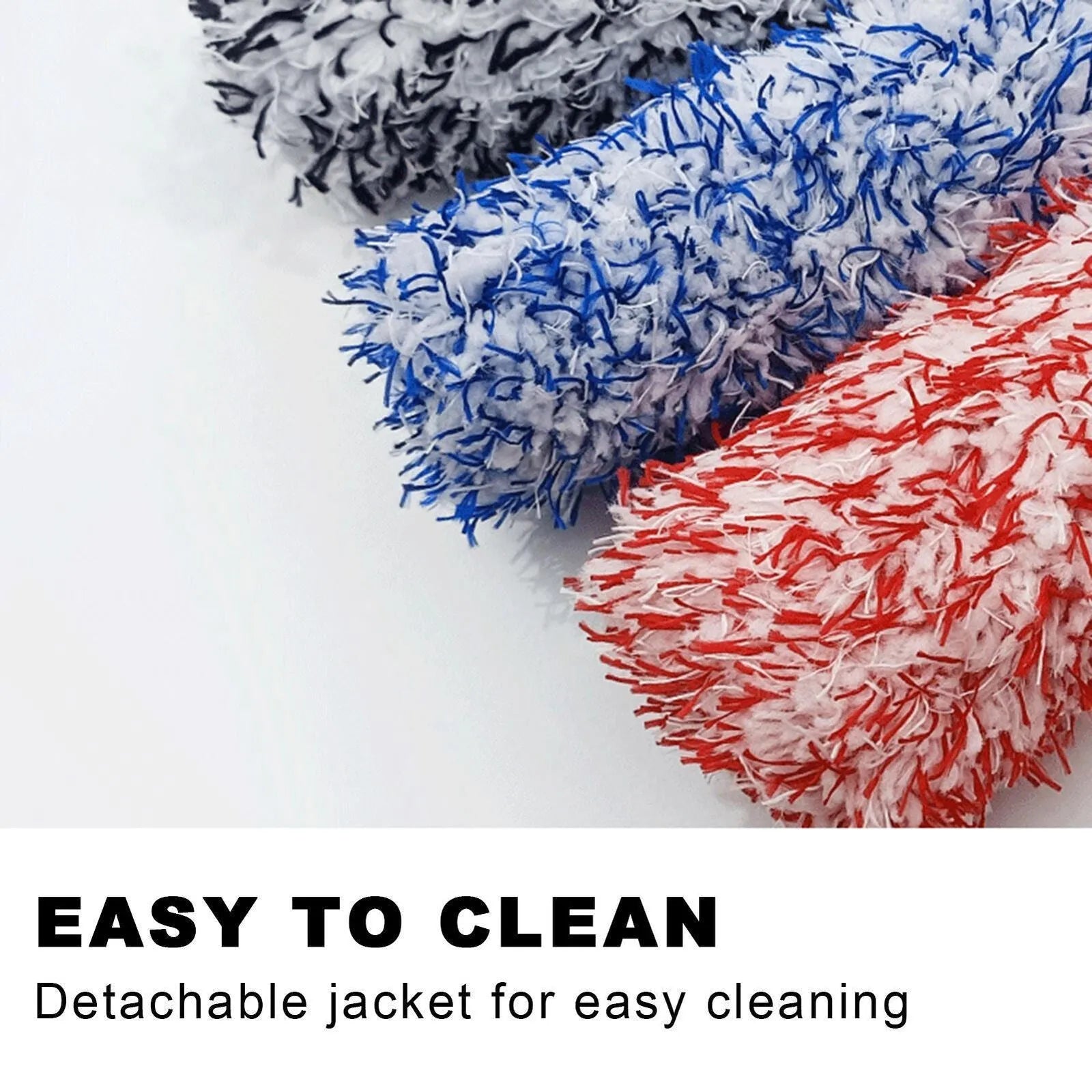 Long handled car wheel wash brush with ultra-fine fibre bristles in blue, black, and red colour options