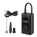 Handheld portable wireless tyre pump with digital display, power bank, and flashlight functions.