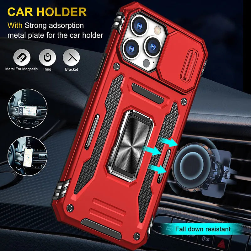 Bracket magnetic suction phone case for iPhone 14 Pro Max, TPU+PC, navy colour