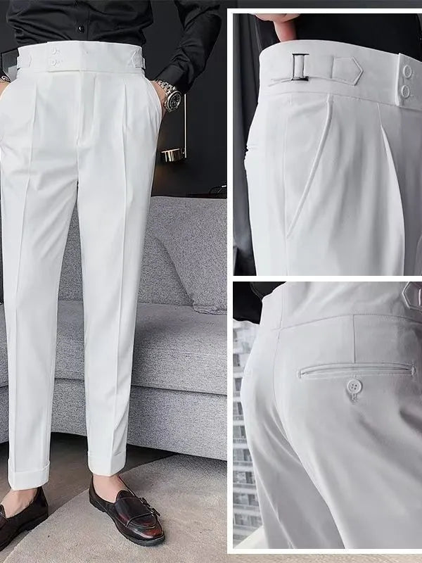 Retro high waist straight leg trousers in black, brown, grey or white colours