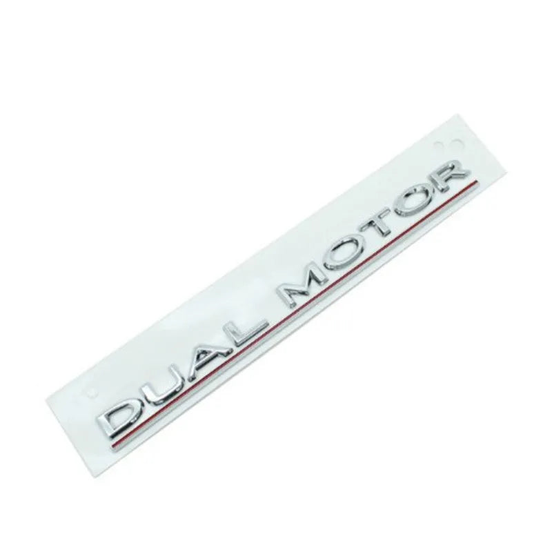 Tesla Model 3 Performance bumper sticker in ABS plastic with black and red stripes, shown at 19cm by 3cm.