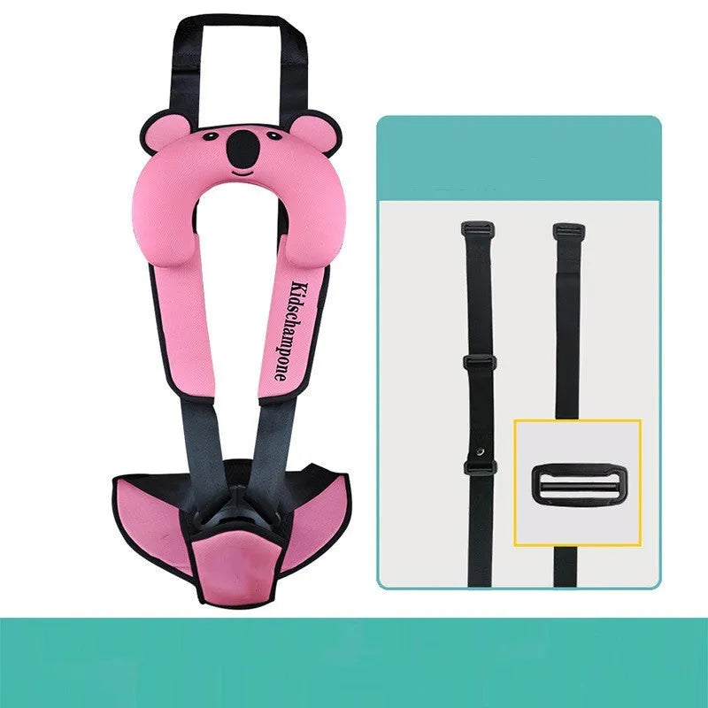 Cute Number One portable child seat belt retainer in rose pink, for children 12-36kg.