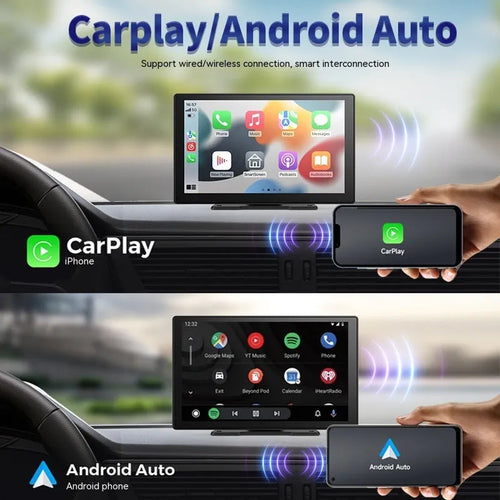9-inch portable CarPlay driving recorder with dual camera system and touch screen display